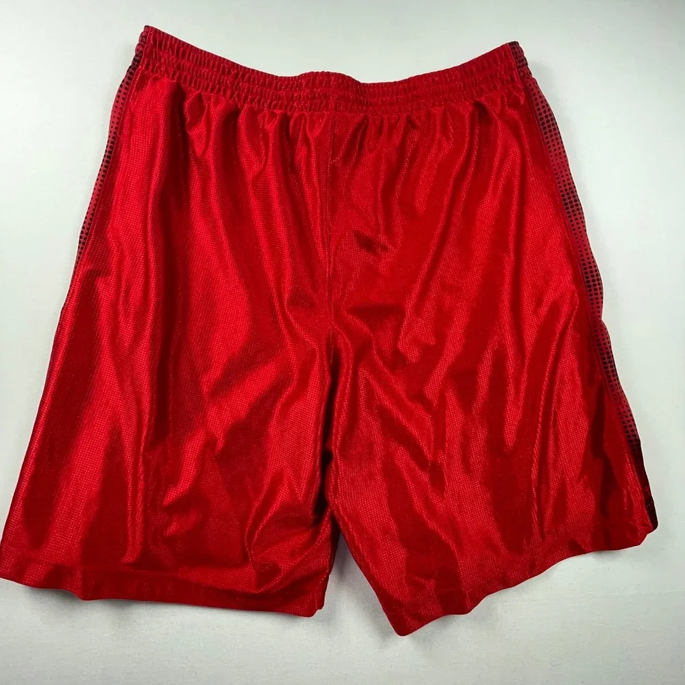 Nike Mens XL Basketball Shorts Red Mesh Black Polka Dot Side Stripe Athletic